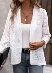 White Lace 3/4 Sleeve Light Cardigan | thumb picture 
