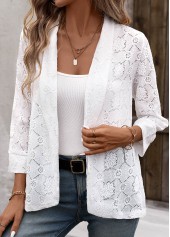 White Lace 3/4 Sleeve Light Cardigan | thumb picture 