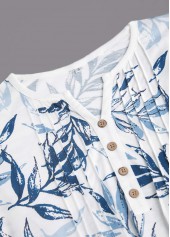 White Tummy Coverage Leaf Print Short Sleeve T Shirt | thumb picture 