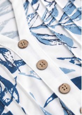 White Tummy Coverage Leaf Print Short Sleeve T Shirt | thumb picture 