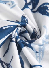 White Tummy Coverage Leaf Print Short Sleeve T Shirt | thumb picture 