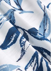White Tummy Coverage Leaf Print Short Sleeve T Shirt | thumb picture 