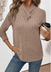 Gray Brown Surplice Long Sleeve T Shirt | thumb picture 