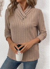 Gray Brown Surplice Long Sleeve T Shirt | thumb picture 