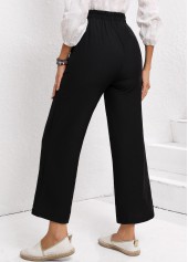 Black Drawstring Elastic Waist High Waisted Pants