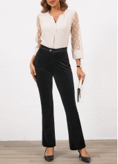 Black Button Flare Leg High Waisted Pants | thumb picture 