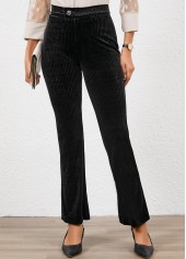 Black Button Flare Leg High Waisted Pants | thumb picture 