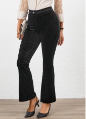 Black Button Flare Leg High Waisted Pants | thumb picture 