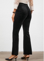Black Button Flare Leg High Waisted Pants | thumb picture 