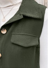 Plus Size Olive Green Patchwork Sleeveless Corduroy Waistcoat | thumb picture 