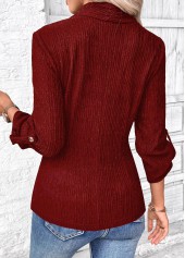 Wine Red Surplice Long Sleeve V Neck Shirt | thumb picture 