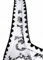 Drawstring Random Floral Print Black One Piece Swimwear | thumb picture 