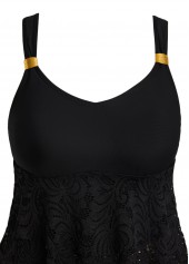 Lace Black V Neck Tankini Set | thumb picture 