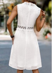 White Patchwork Sleeveless V Neck Dress | thumb picture 