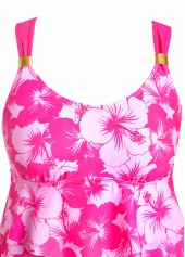 Patchwork Floral Print Hot Pink Tankini Set | thumb picture 