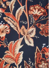 Dark Blue Circular Ring Floral Print Sleeveless Dress | thumb picture 