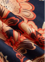 Dark Blue Circular Ring Floral Print Sleeveless Dress | thumb picture 