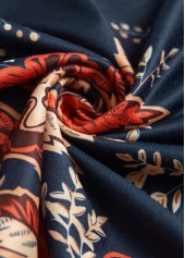 Dark Blue Circular Ring Floral Print Sleeveless Dress | thumb picture 