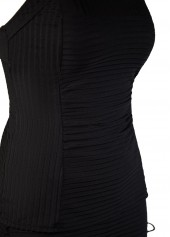 Square Neck Ruched Black Tankini Set | thumb picture 