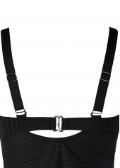 Square Neck Ruched Black Tankini Set | thumb picture 