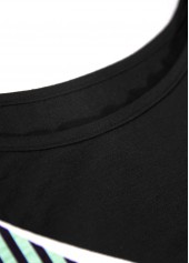 Black Patchwork Geometric Print Short Sleeve T Shirt | thumb picture 