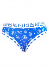 Cut Out Mid Waisted Floral Print Blue Tankini Set | thumb picture 