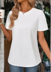 White Short Sleeve Round Neck T Shirt | thumb picture 