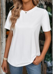 White Short Sleeve Round Neck T Shirt