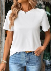 White Short Sleeve Round Neck T Shirt | thumb picture 
