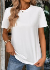White Short Sleeve Round Neck T Shirt | thumb picture 