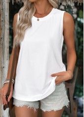 White Breathable Sleeveless Round Neck Tank Top | thumb picture 