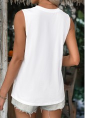 White Breathable Sleeveless Round Neck Tank Top | thumb picture 