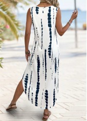 Beige Tie Dye Print Maxi A Line Sleeveless Dress | thumb picture 
