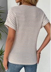 Beige Tummy Coverage Short Sleeve Split Neck T Shirt | thumb picture 