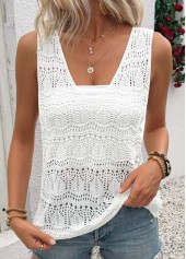 White Sleeveless V Neck Tank Top | thumb picture 