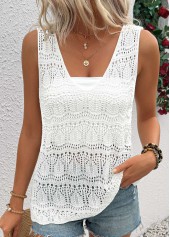 White Sleeveless V Neck Tank Top | thumb picture 