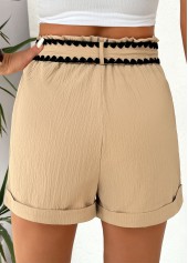 Light Coffee Elastic Waist High Waisted Shorts | thumb picture 