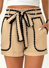 Light Coffee Elastic Waist High Waisted Shorts | thumb picture 