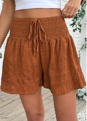Terracotta Wide Leg Elastic Waist High Waisted Shorts