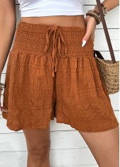 Terracotta Wide Leg Elastic Waist High Waisted Shorts | thumb picture 