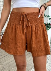 Terracotta Wide Leg Elastic Waist High Waisted Shorts | thumb picture 