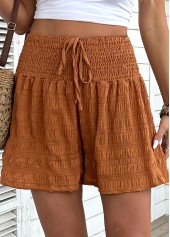 Terracotta Wide Leg Elastic Waist High Waisted Shorts | thumb picture 