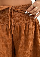 Terracotta Wide Leg Elastic Waist High Waisted Shorts | thumb picture 