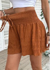 Terracotta Wide Leg Elastic Waist High Waisted Shorts | thumb picture 