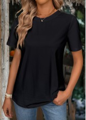 Black Short Sleeve Round Neck T Shirt