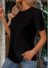 Black Short Sleeve Round Neck T Shirt | thumb picture 
