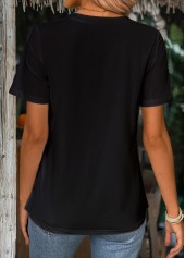 Black Short Sleeve Round Neck T Shirt | thumb picture 