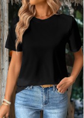 Black Short Sleeve Round Neck T Shirt | thumb picture 