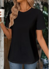 Black Short Sleeve Round Neck T Shirt | thumb picture 