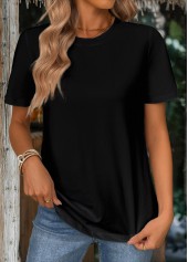 Black Short Sleeve Round Neck T Shirt | thumb picture 